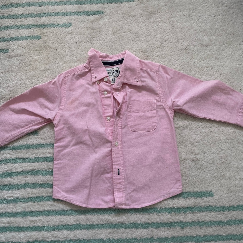 Pink Boys Button Down 12-18m